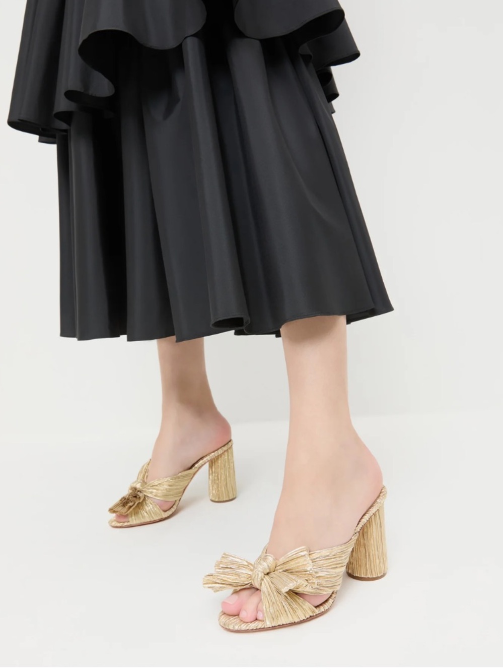 NEW Loeffler Randall Penny Gold Pleated Bow Heel Sandal 8